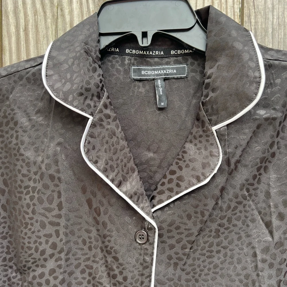 BCBGMaxazria Black Animal Jacquard Pant Alabaster Pajamas Women’s Med NWT NEW